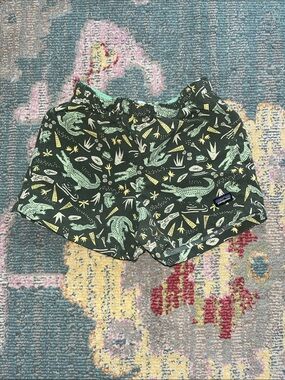 Patagonia Dark Green Swim Shorts with Mint and Yellow Print 12-18 m
